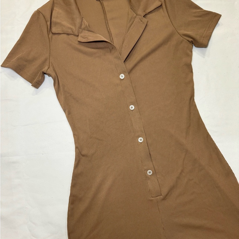 Brown Button-Up romper
